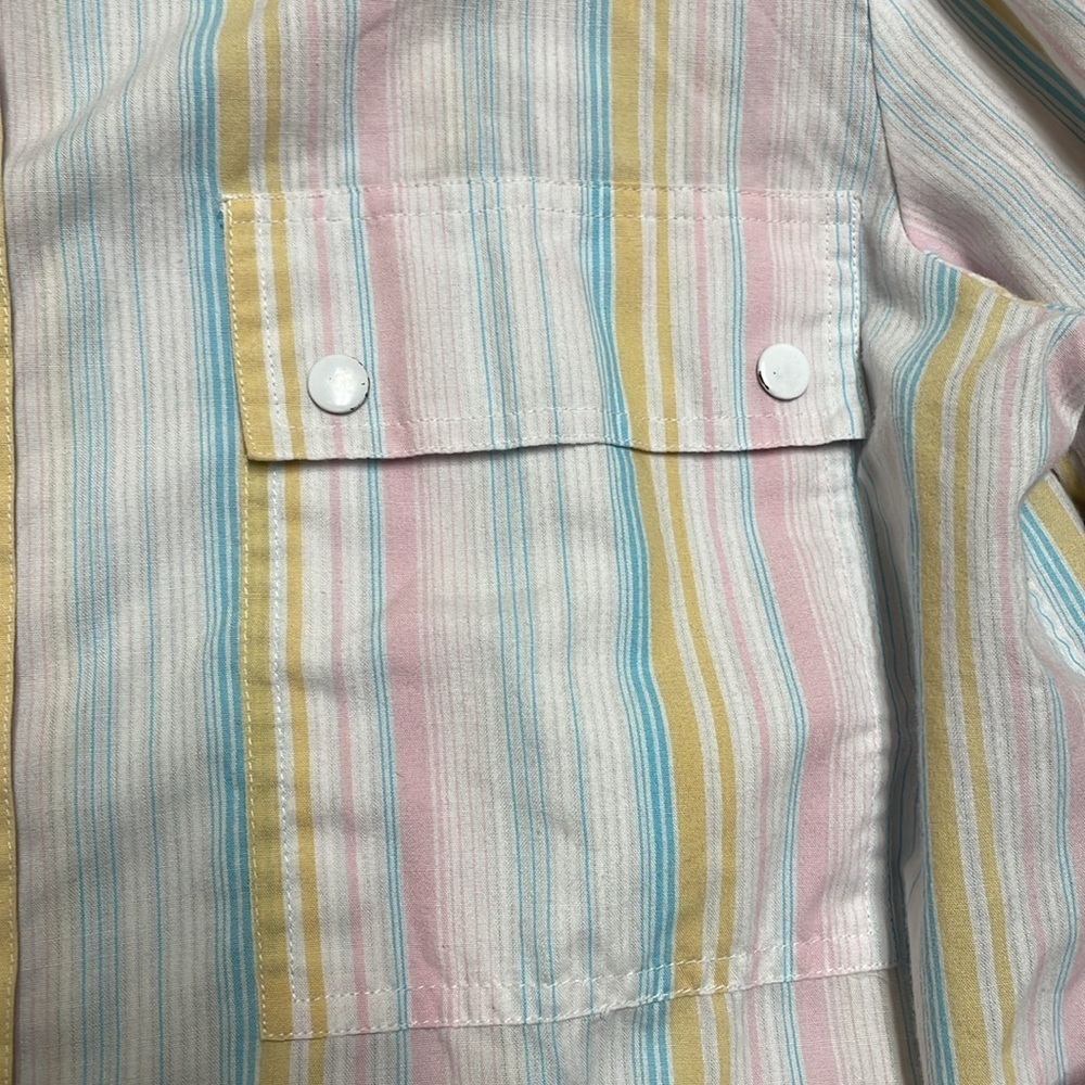 Diane Von Furstenberg VINTAGE PEARL SNAP STRIPED Button Up size 12 made in Italy - Picture 4 of 6